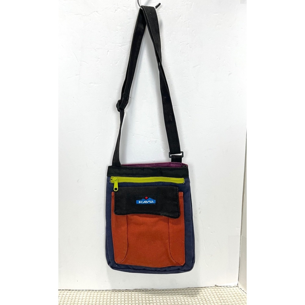 Kavu Keeper Crossbody Bag Navy Orange Cotton Canvas Adjustable Strap